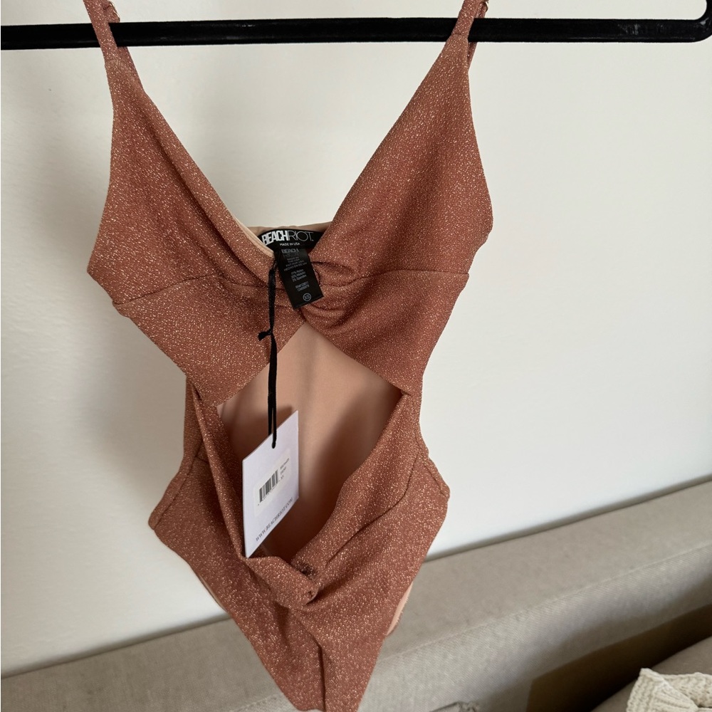 Riot swimwear xs orange sparkle one piece